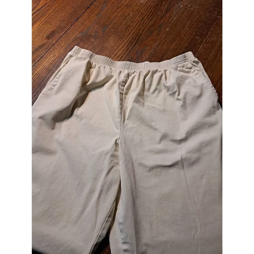 16/18 Petite Alfred Dunner Cream Cropped Capri Ankle Elastic Waist Pants - Picture 2 of 3